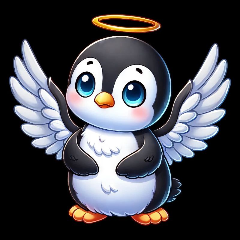Mignon Chibi Penguin Angel Personnage de dessin animé