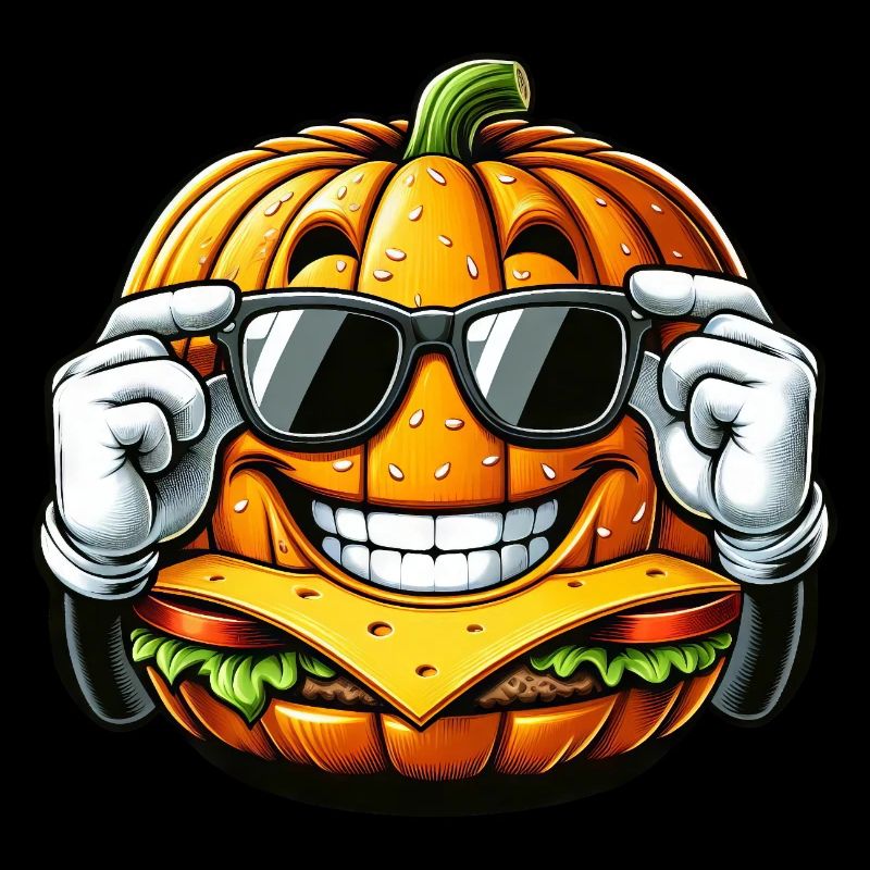 Drôle citrouille burger bande dessinée restauration rapide Halloween