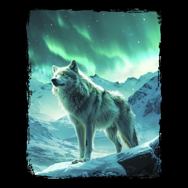 Wolf Aurora Borealis Mountain Northern Lights Snow