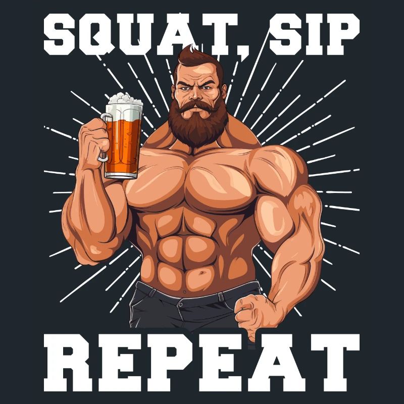 Bodybuilder Gym Bière Squat Sip Répéter