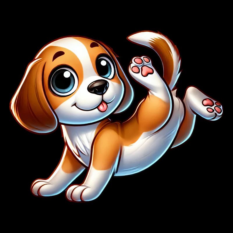 Mignon Beagle Équilibre sur les mains Breakdance Sport Dessin animé
