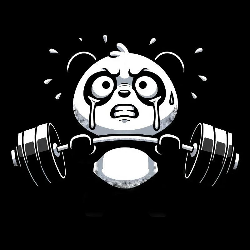 Cute Panda Barbell Workout Cartoon