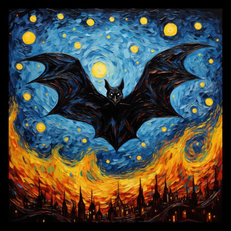 fledermaus, van gogh, sternennacht, tier