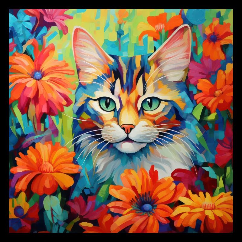 cat, cat motif, flowers, gift, gift idea