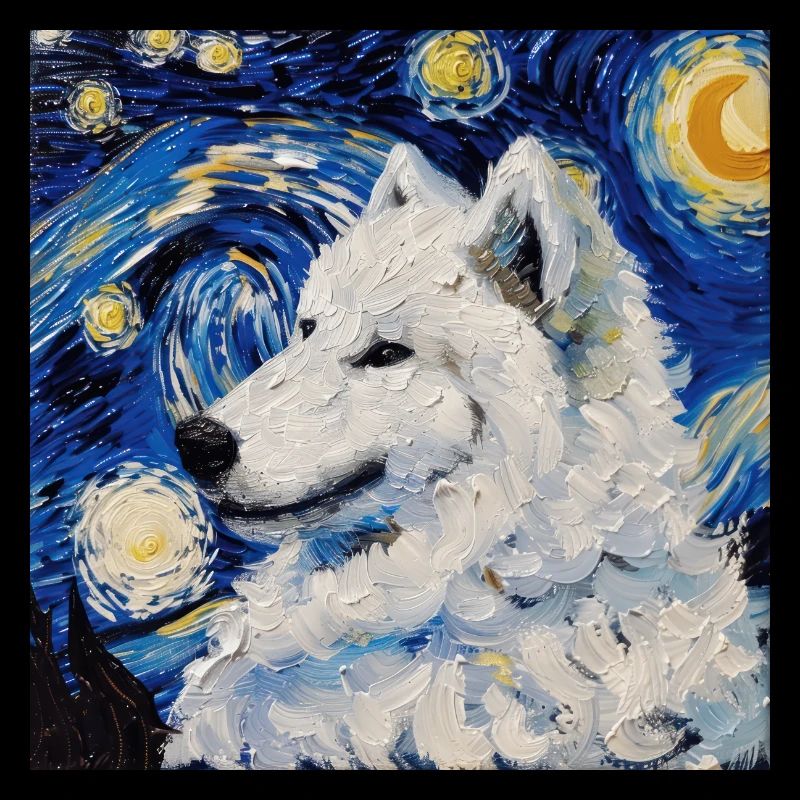 Samojede Samoyed Van Gogh Sternennacht Geschenk