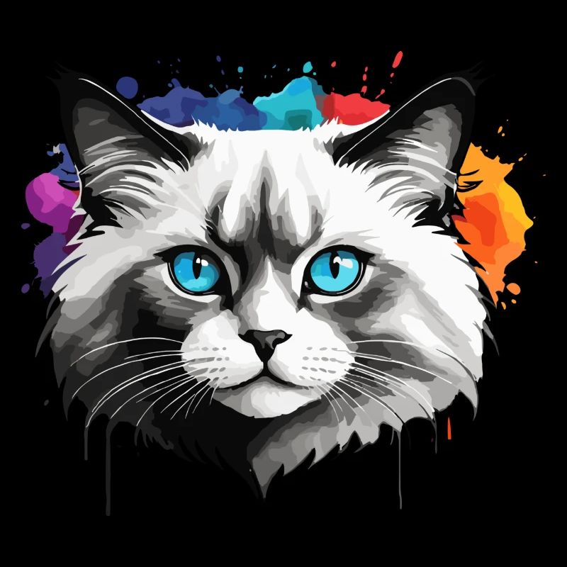 Ragdoll chat mignon mignon aquarelle peinture éclaboussure