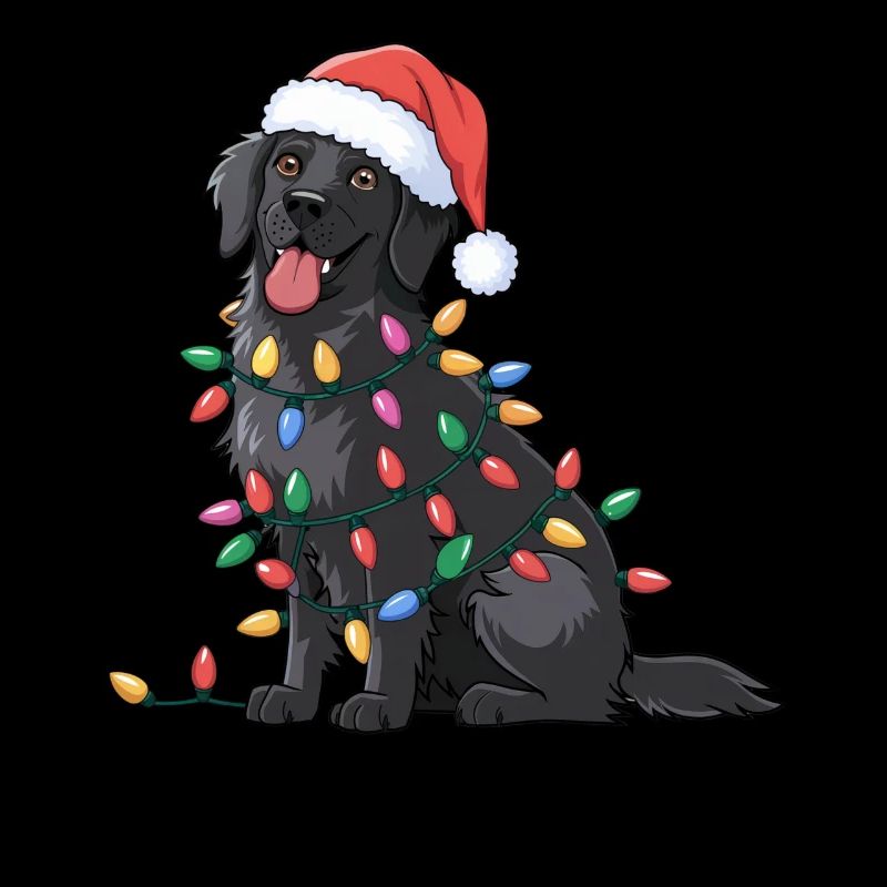 Flat Coated Retriever Christmas Lights Xmas Dogs