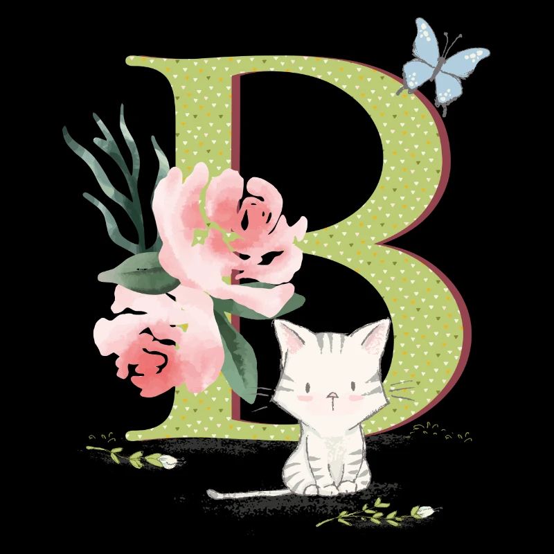 Initial letter B with cat