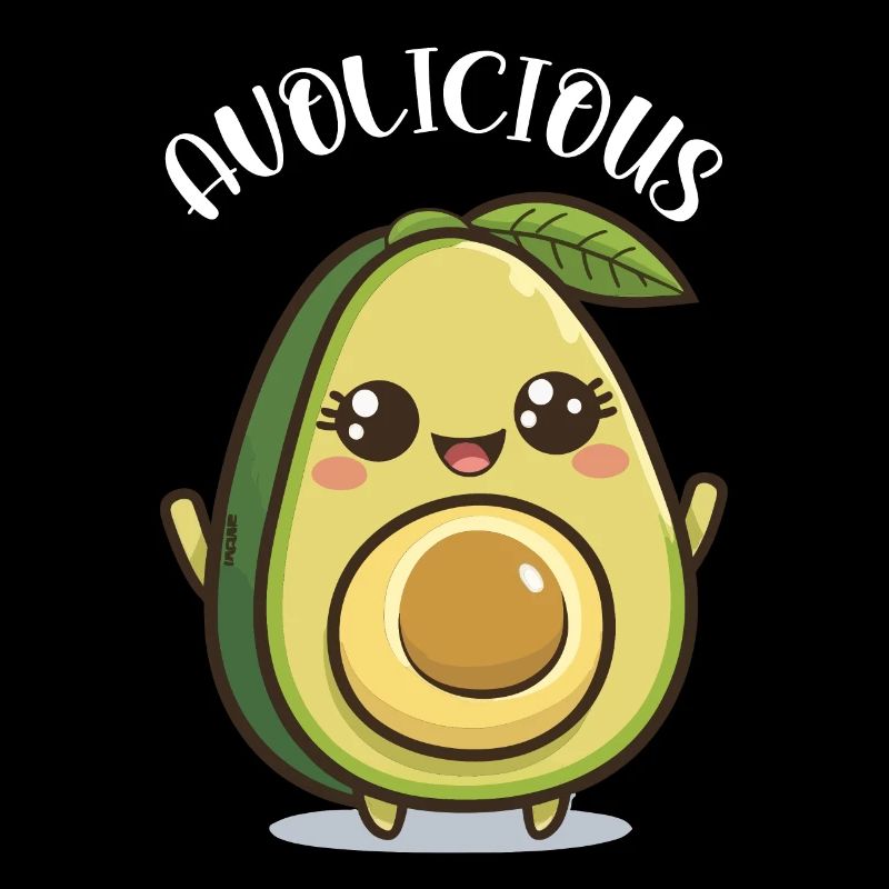 Cute little Avocado with the Text "Avolicious"