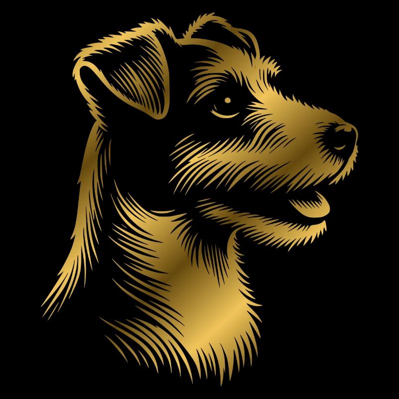 Russell Terrier dessin tête bronze, or