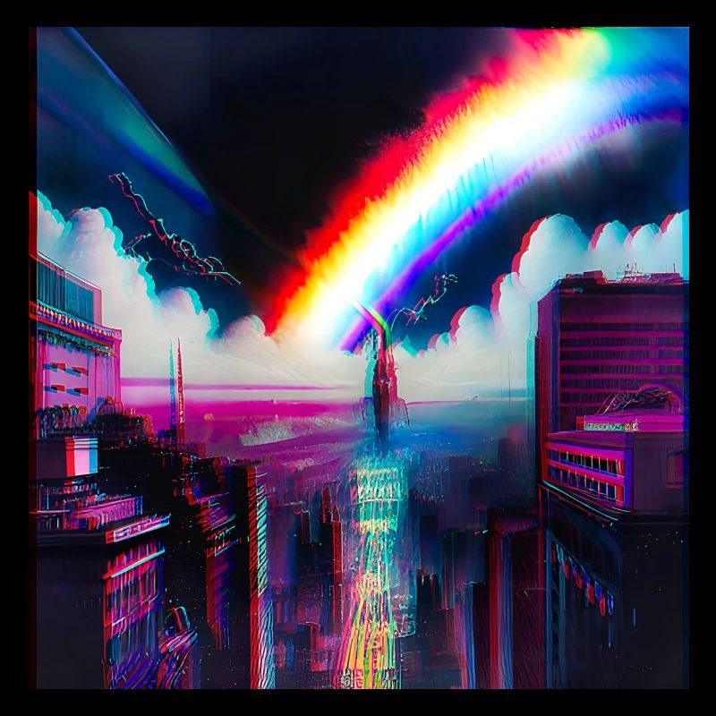 Rainbow City Art Futuristic