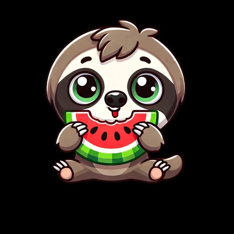Faultier mit Wassermelone Cartoon Sommer Feeling