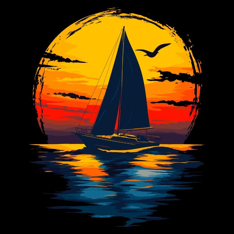 Conception de voilier au coucher du soleil