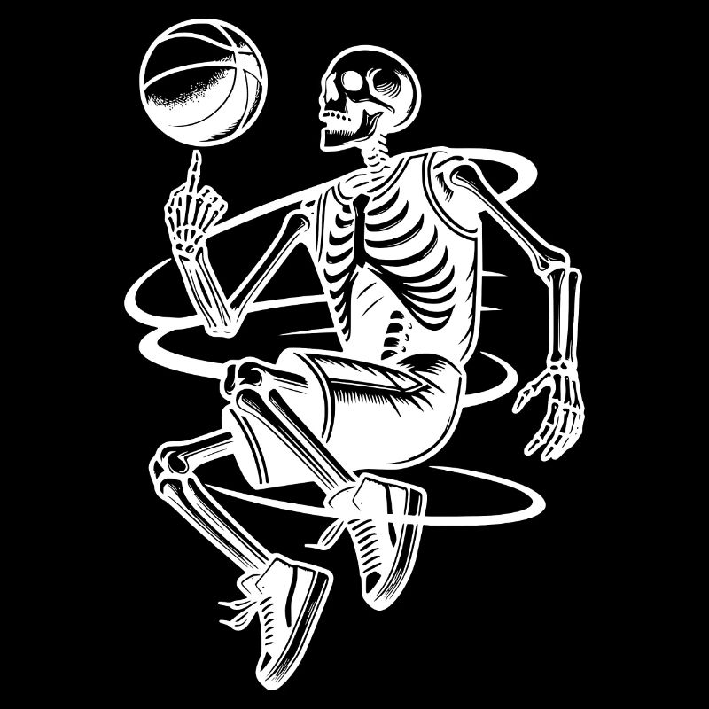 Halloween skeletons playing basketball