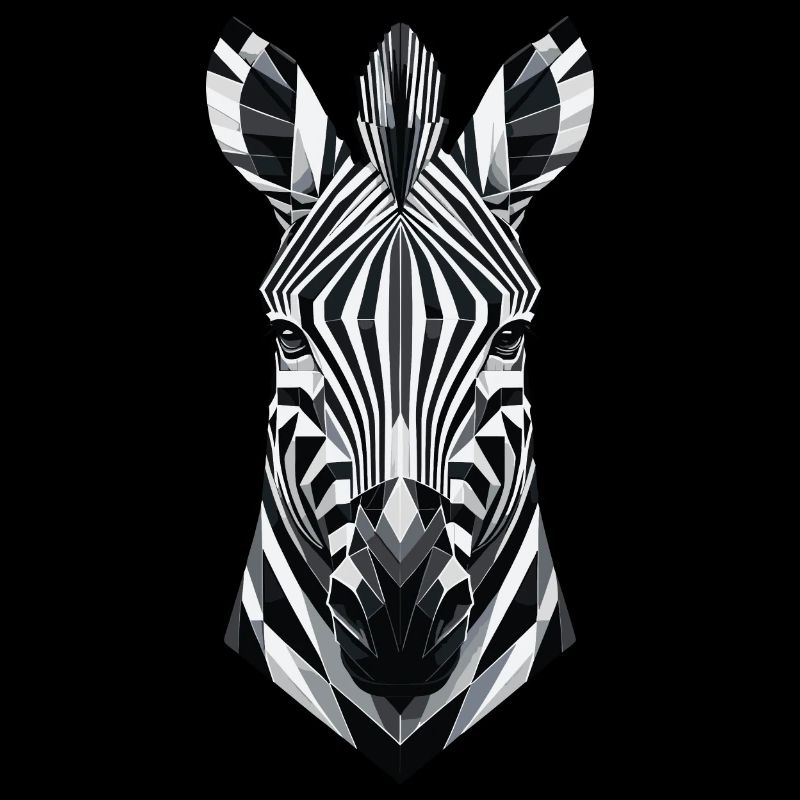 Zèbre géométrique abstrait - Design monochrome