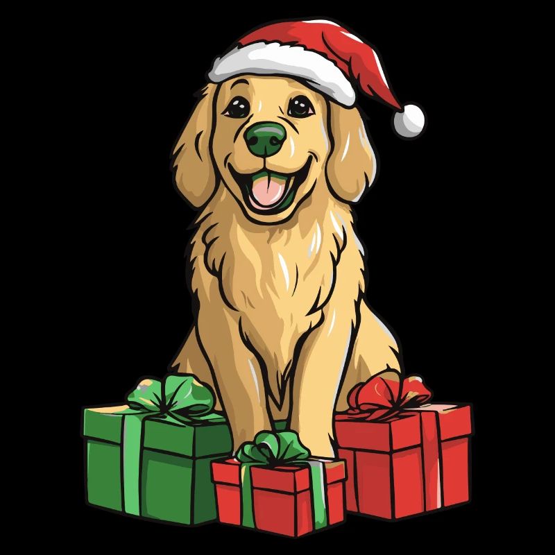 Golden Retriever Hund Weihnachten Comic Geschenke