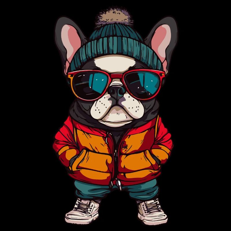 Buldog Français chien Bande dessinée d’hiver