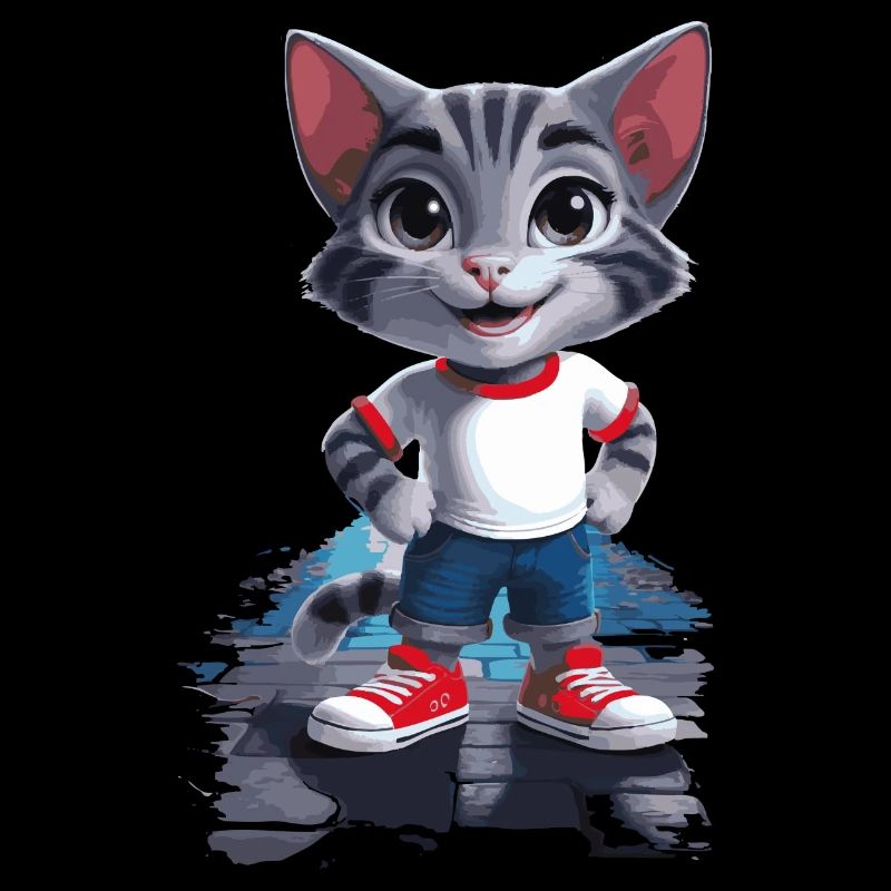 Verspielte Katze im Kinder-Stil