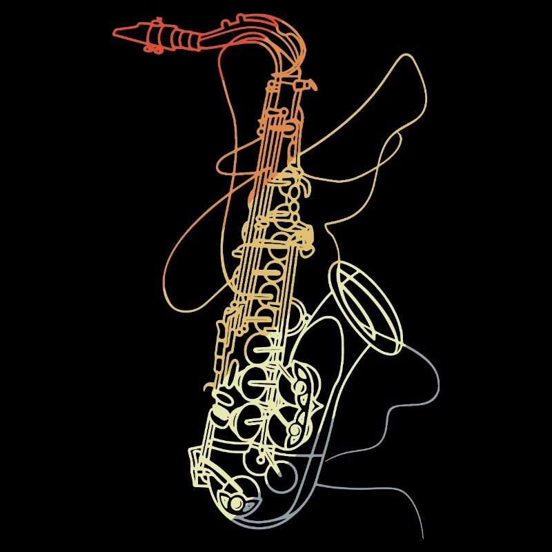 Saxophone Line Art Vintage