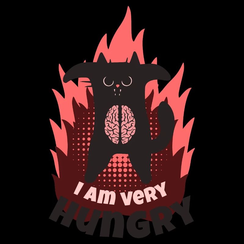 Hungrige Dämonenkatze – Schwarzer Humor im Zombie-Stil