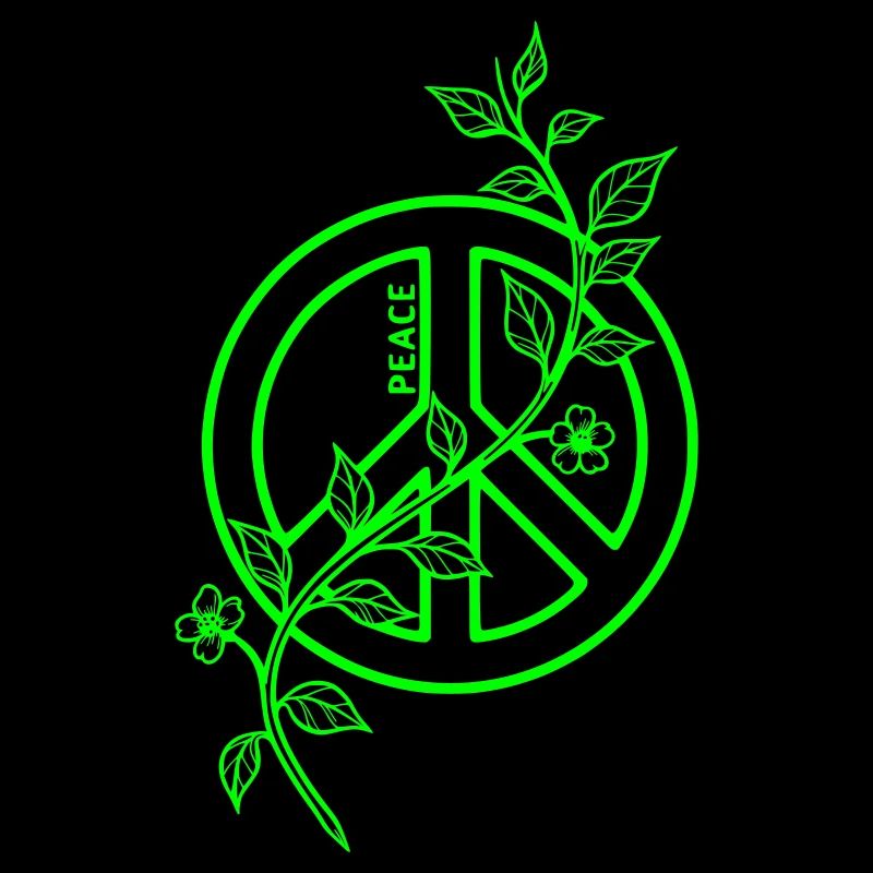 Neon Peace mit Blumenranke 