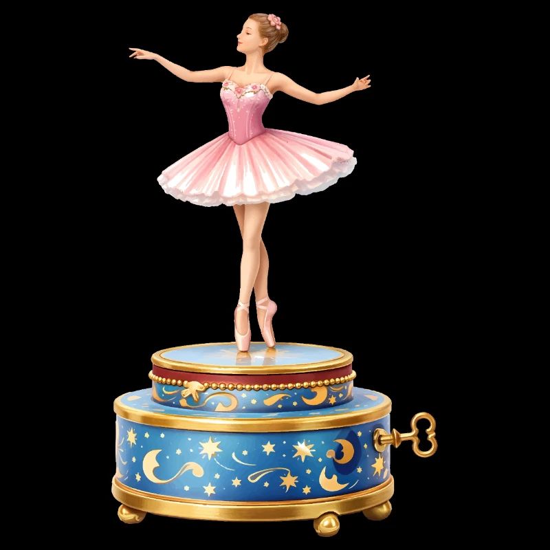Ballerina on music box illustration