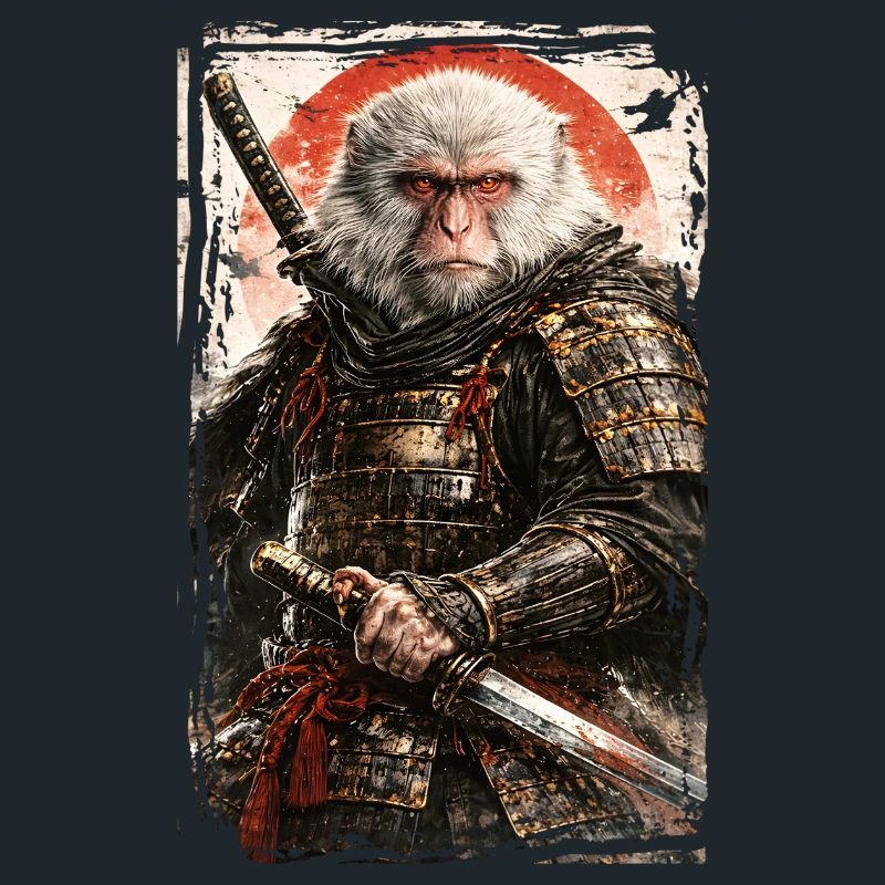 Japanische Kunst - Japanese Snow Monkey - Samurai