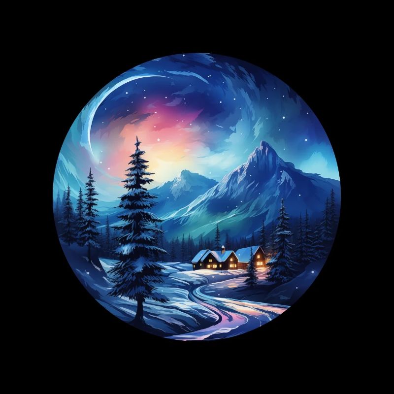 Winterlandschaft mit Aurora am Himmel