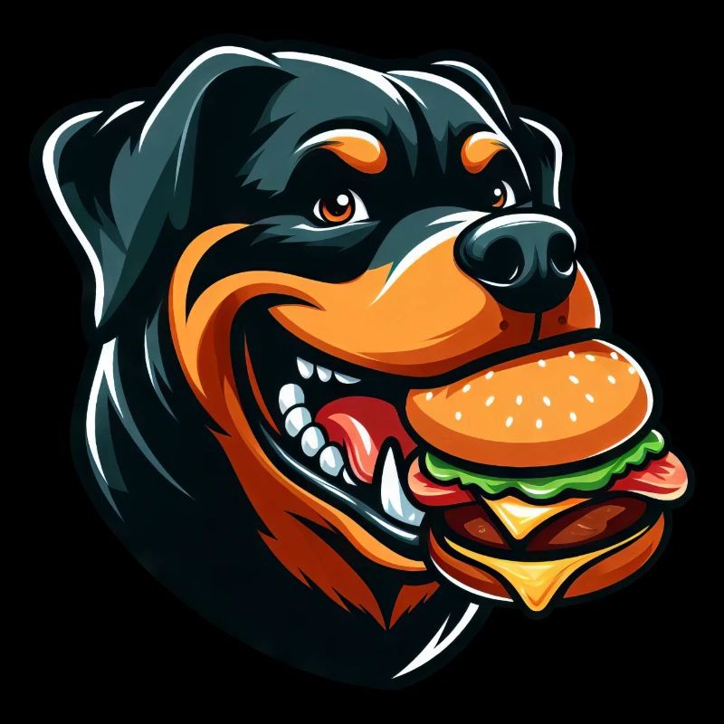 Lustiger Rottweiler Hamburger Cheeseburger Fast Fo
