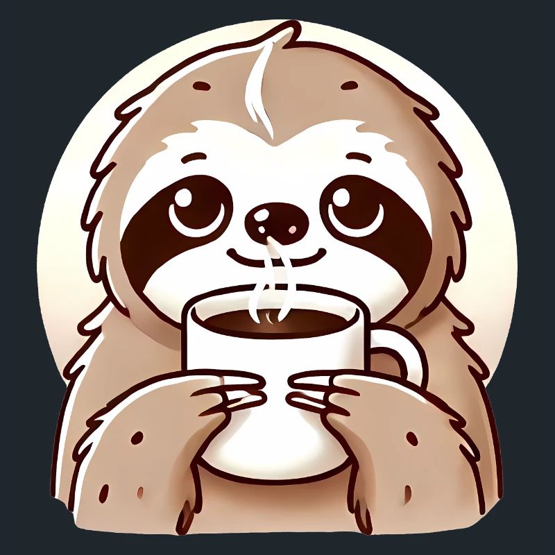 Cozy Sloth Coffee Illustration