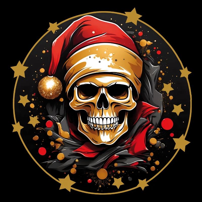 Tête de mort avec chapeau de père Noël Crâne de père Noël