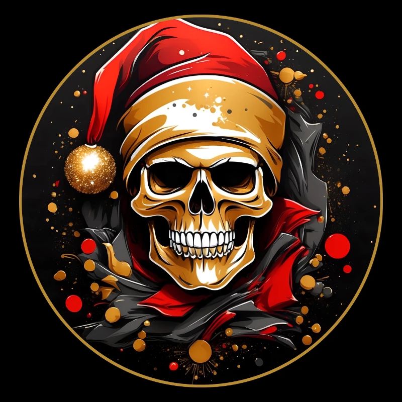 Joyeux Noël tête de mort avec chapeau de père Noël
