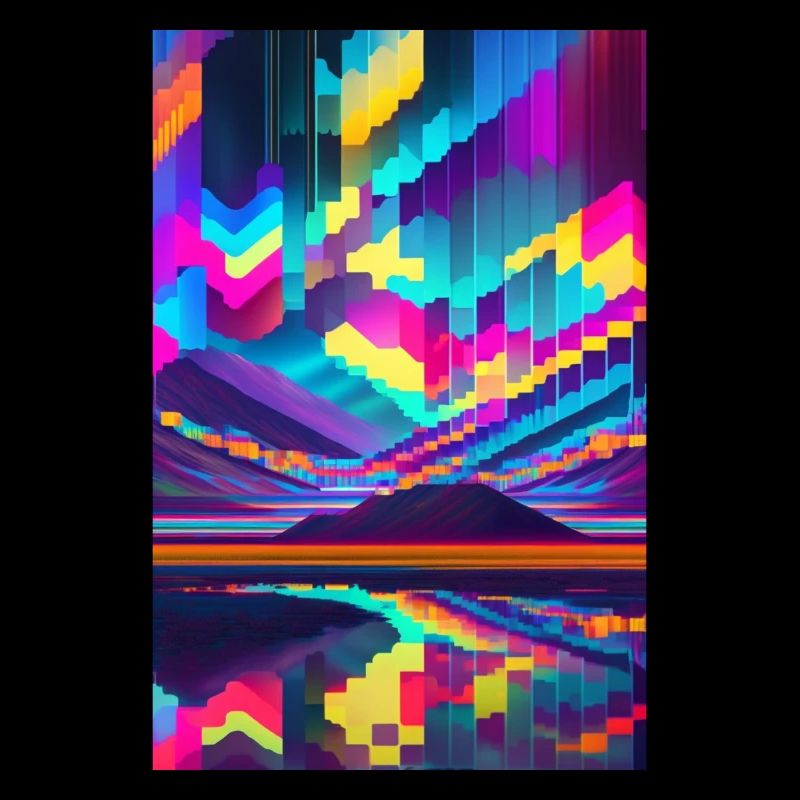 psychedelic glitch of pixels