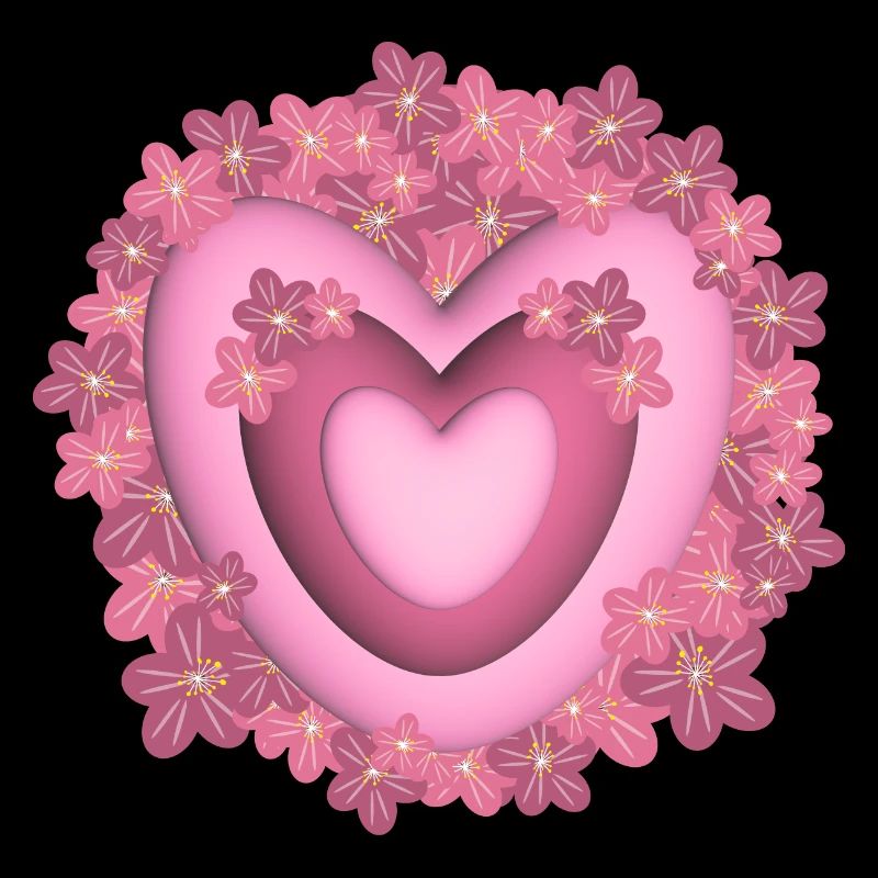 Herz mit rosa Blumen, ein liebes Dankeschön.