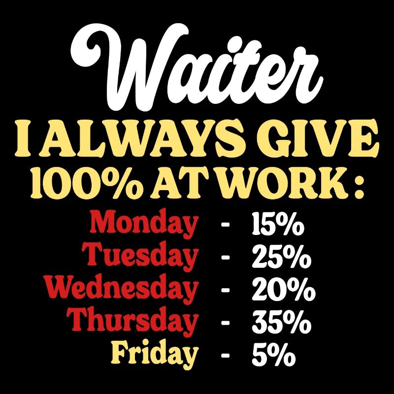100% At Work Funny Quote Waiter