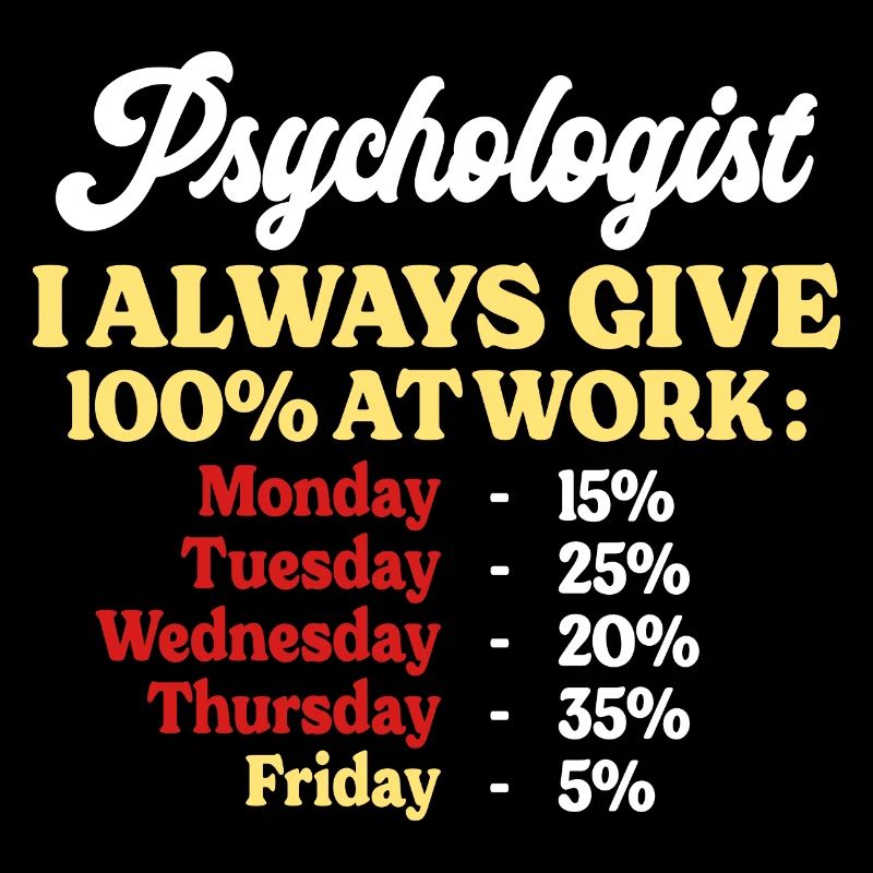 100% At Work Funny Psychologist Quote