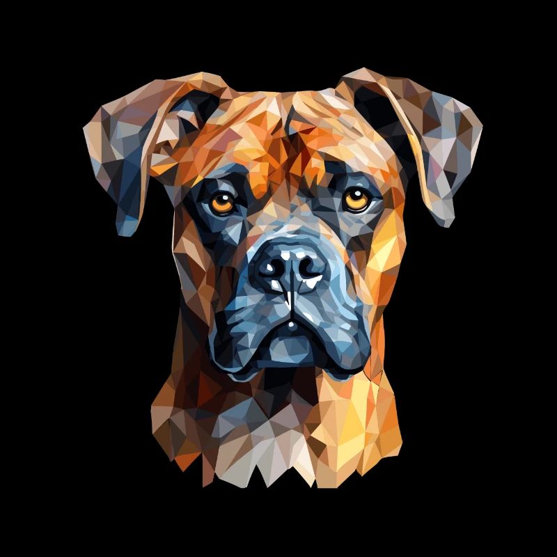 Boxer portrait de chien dans le style polygone