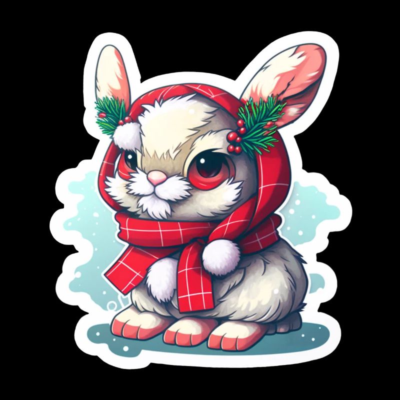 Weihnachtshase mit mütze und schal