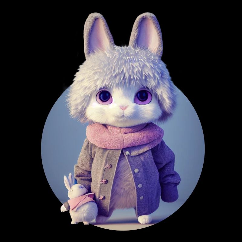 Cute rabbit with her toy