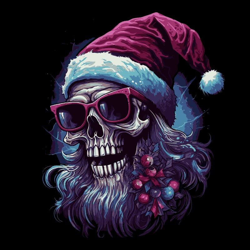 Schädel mit Weihnachtsmütze
