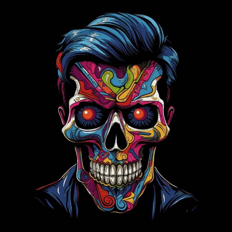 Bunter Popart Schädel