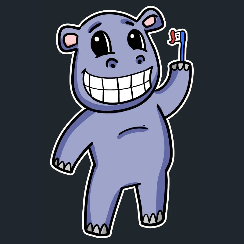 Hippopotame avec brosse à dents