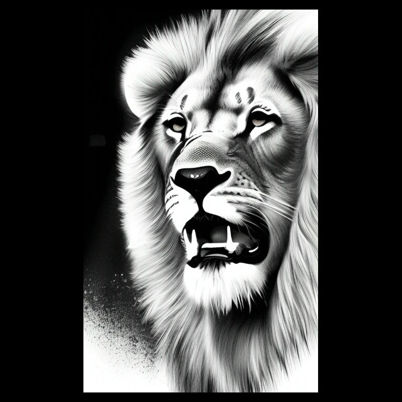 Lion noir et blanc