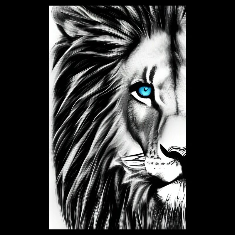 Lion noir et blanc