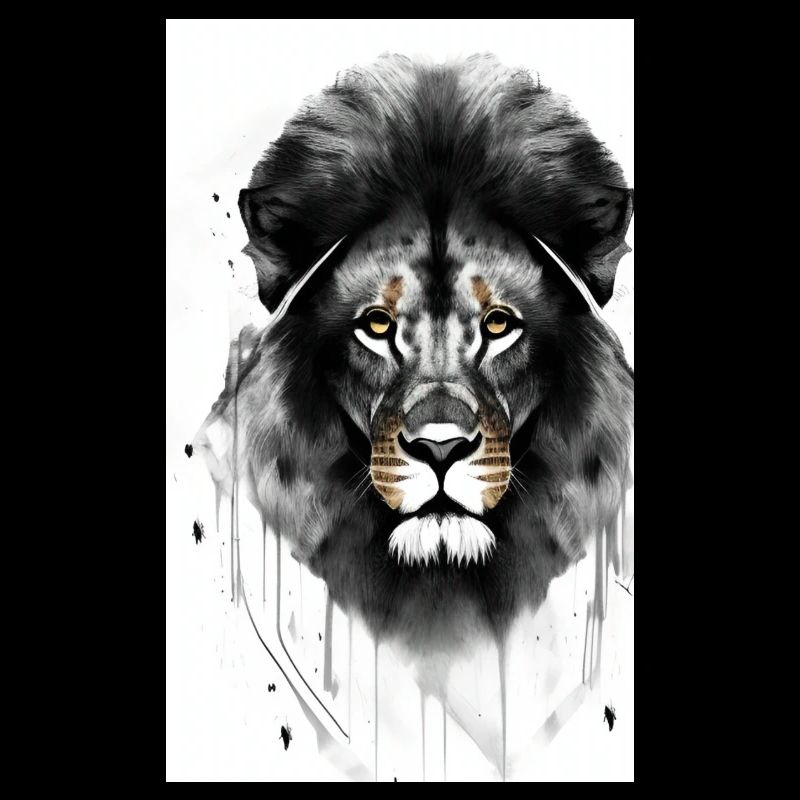 Lion noir et blanc
