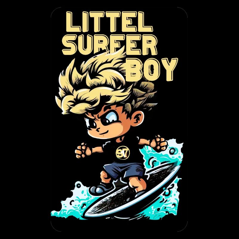 Surfer Child Ride une Vague - Impression de Surf
