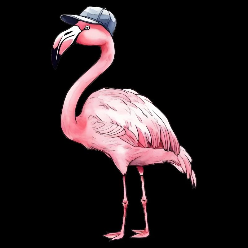 Pinker Flamingo mit Baseball Cap