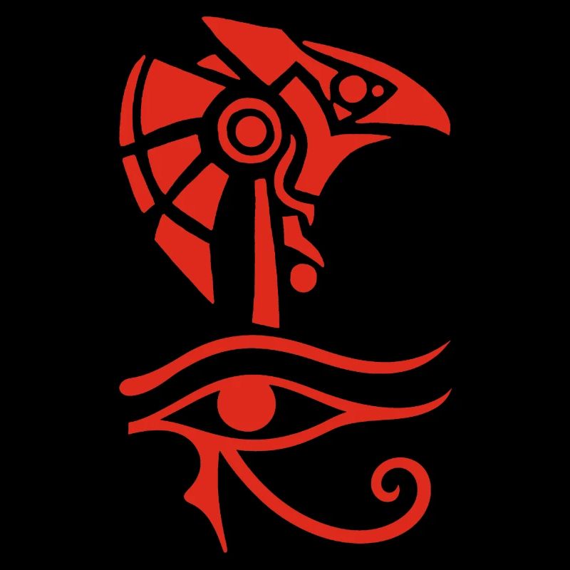 Dieu égyptien et oeil d'Horus (rouge)
