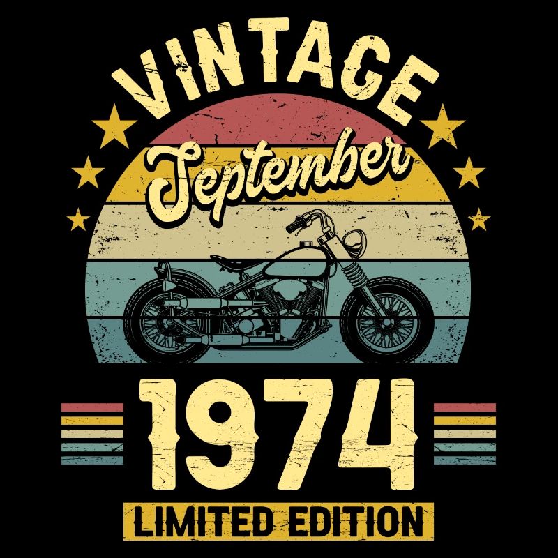 Biker 50 Years Old 1974 September Anniversary