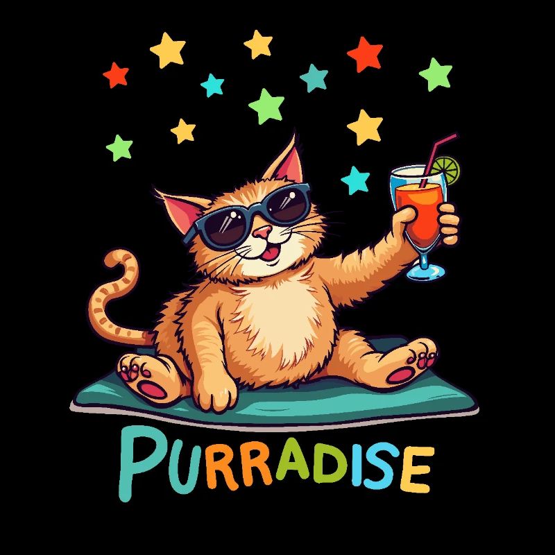 Sommer Katze Urlaub Cocktail Paradies Schnurren